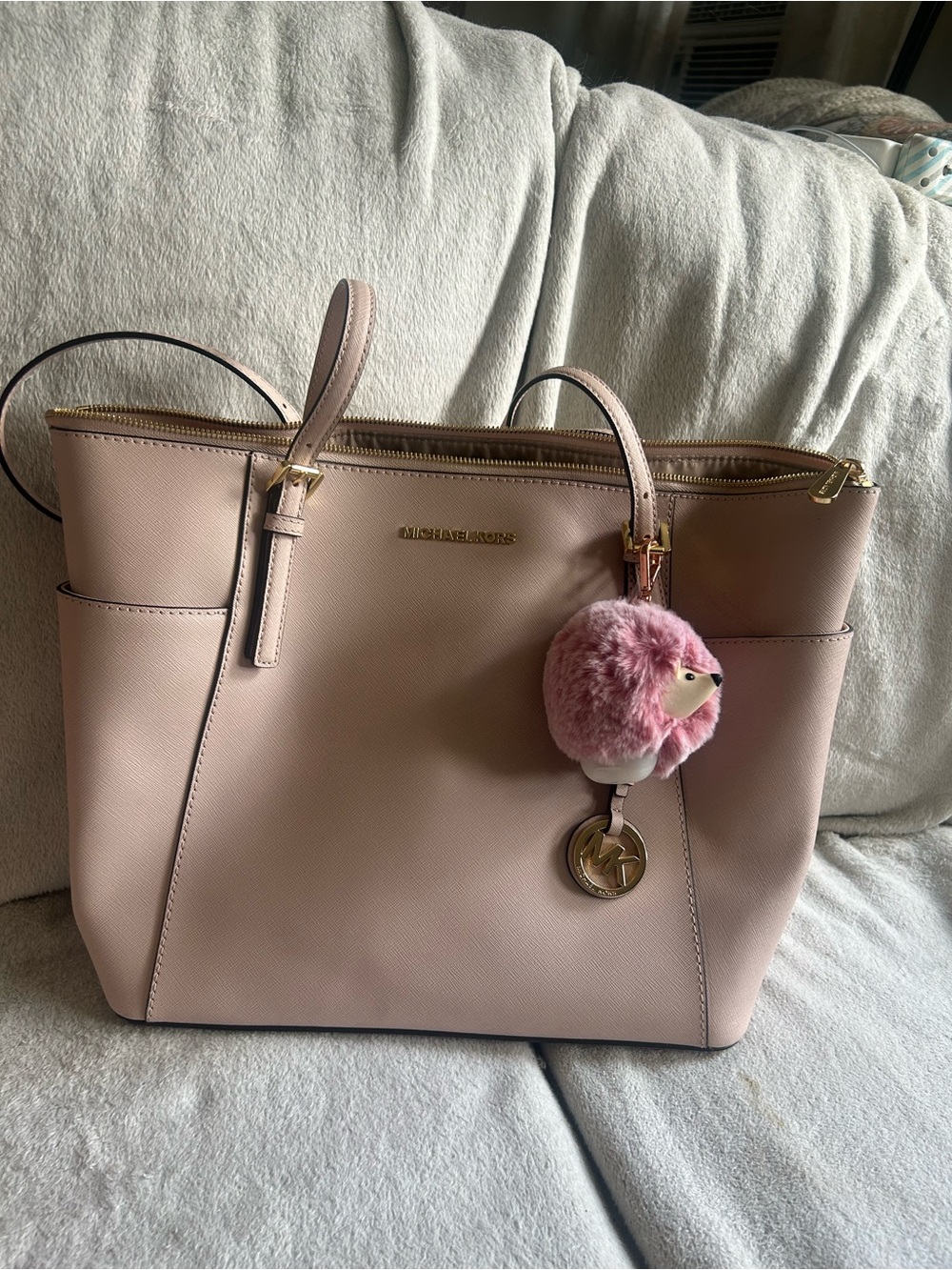 Michael Kors Blush Pink Leather Tote with Charm